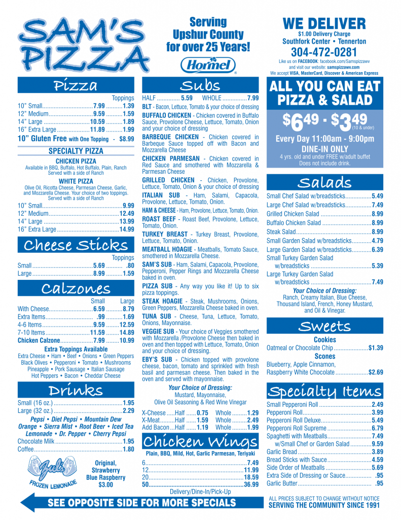 APP MENU Sam's Pizza APP MENU Sam's Pizza